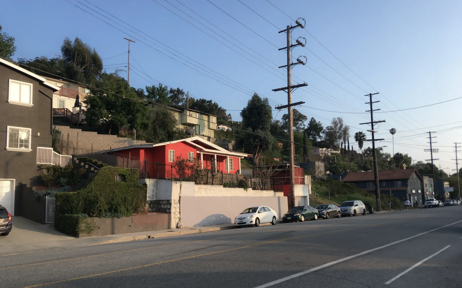 The Omaha Heights neighborhood in Los Angeles, showing tree-lined residential streets and homes